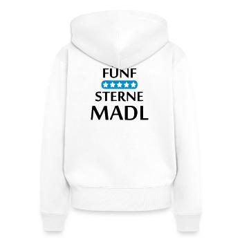 Fünf Sterne Madl Bayern Geschenk - Frauen Premium Bio Zip Hoodie - Weiß - Hinten - AI Model Female 172 light (172cm)