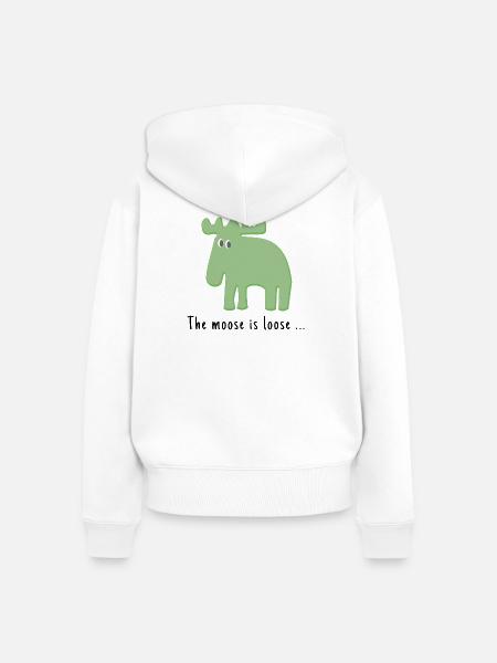 Der Elch ist frei ... - Frauen Premium Bio Zip Hoodie - Weiß