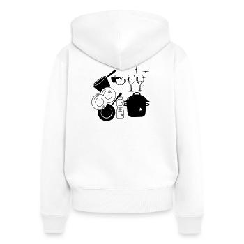 Geschirr sauberes Geschirrspüllogo - Frauen Premium Bio Zip Hoodie - Weiß - Hinten - AI Model Female 172 light (172cm)
