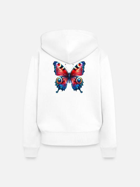 Schmetterling - Frauen Premium Bio Zip Hoodie - Weiß