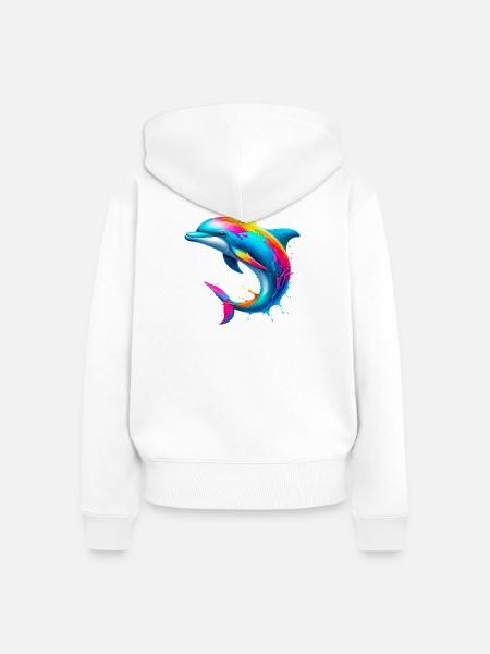 Delfin - Frauen Premium Bio Zip Hoodie - Weiß