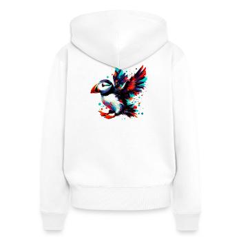 Papageitaucher - Frauen Premium Bio Zip Hoodie - Weiß - Hinten - AI Model Female 172 light (172cm)