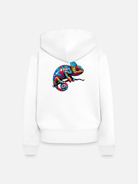 Chamäleon - Frauen Premium Bio Zip Hoodie - Weiß