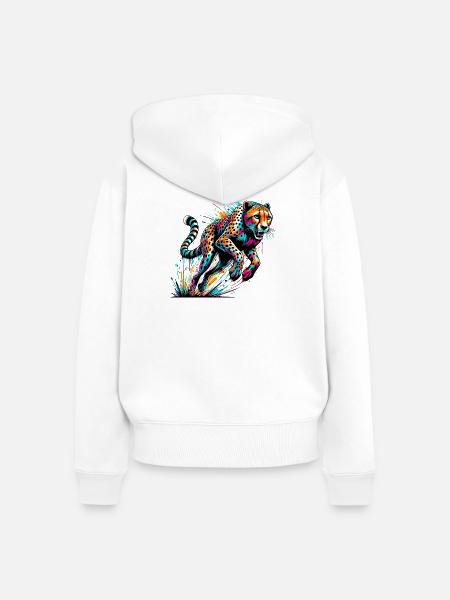 Gepard - Frauen Premium Bio Zip Hoodie - Weiß