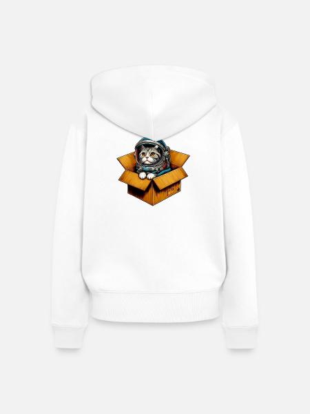 Astronaut Katze - Frauen Premium Bio Zip Hoodie - Weiß