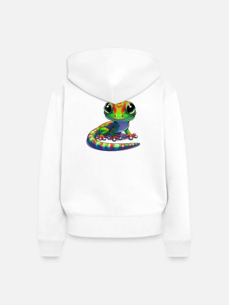Gecko - Frauen Premium Bio Zip Hoodie - Weiß