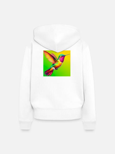 Kolibri - Frauen Premium Bio Zip Hoodie - Weiß