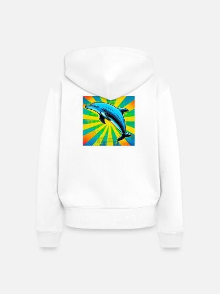 Delfin - Frauen Premium Bio Zip Hoodie - Weiß