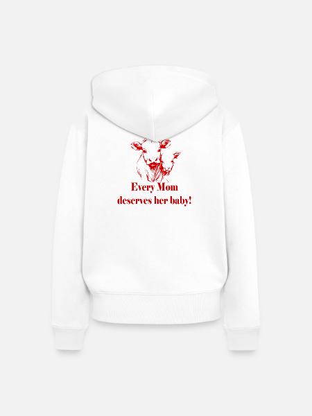 Tierschutz - Kuh + Baby - Frauen Premium Bio Zip Hoodie - Weiß