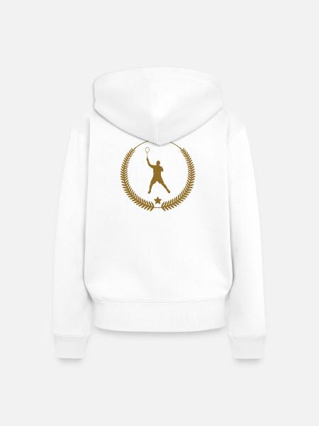 Badminton – Sport – Schläger - Frauen Premium Bio Zip Hoodie - Weiß