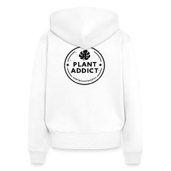 Plant Addict - Frauen Premium Bio Zip Hoodie - Weiß - Hinten - AI Model Female 172 light (172cm)