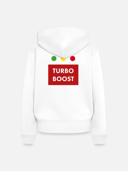Turbo Boost Retro-Text - Frauen Premium Bio Zip Hoodie - Weiß