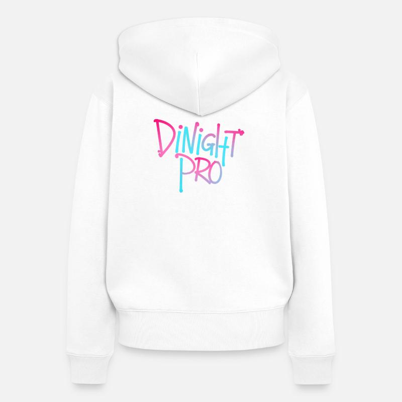 Dinight Pro Néon Dégradé - Sweat à capuche zippé Premium bio Femme - blanc