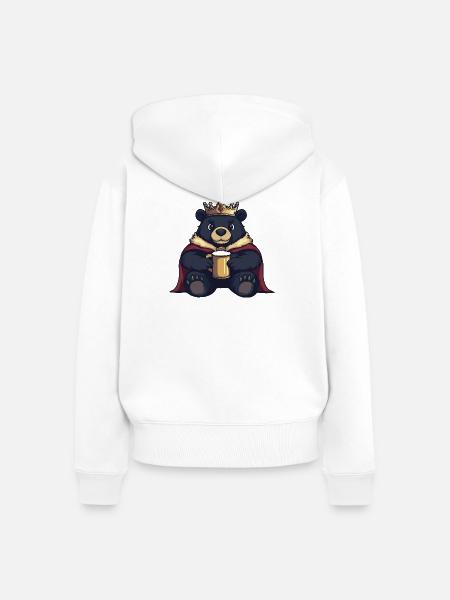 Bär Bier König - Frauen Premium Bio Zip Hoodie - Weiß