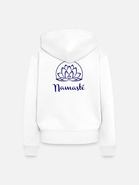Namaste Lotus Mandala - Frauen Premium Bio Zip Hoodie - Weiß