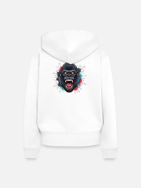 Ape Roar Farbexplosion - Frauen Premium Bio Zip Hoodie - Weiß
