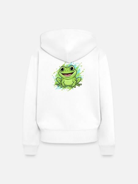 Fröhlicher Frosch Splash Cartoon - Frauen Premium Bio Zip Hoodie - Weiß