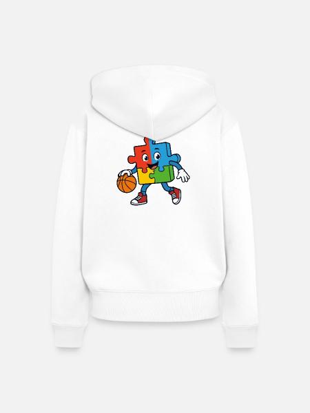 Buntes Puzzlestück Dribblings Basketball - Frauen Premium Bio Zip Hoodie - Weiß
