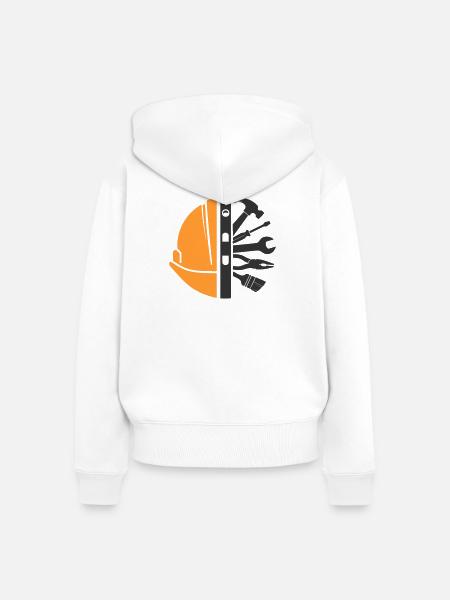 Bauhelm & Werkzeug – Handwerker Logo - Frauen Premium Bio Zip Hoodie - Weiß