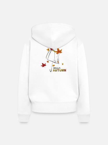 Herbstlaub Hello Autumn - Frauen Premium Bio Zip Hoodie - Weiß