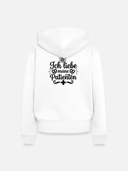 Ich liebe meine Patienten - Frauen Premium Bio Zip Hoodie - Weiß