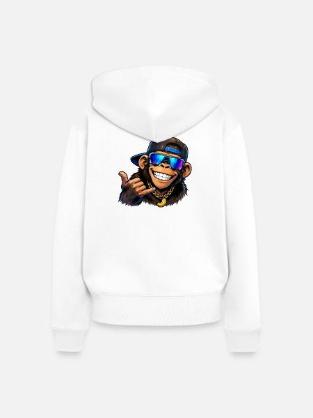 affe-cool - Frauen Premium Bio Zip Hoodie - Weiß