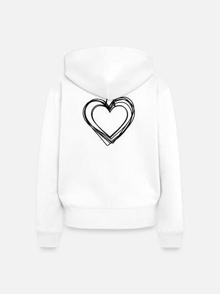 Lebkuchenherz handgezeichnet - Frauen Premium Bio Zip Hoodie - Weiß