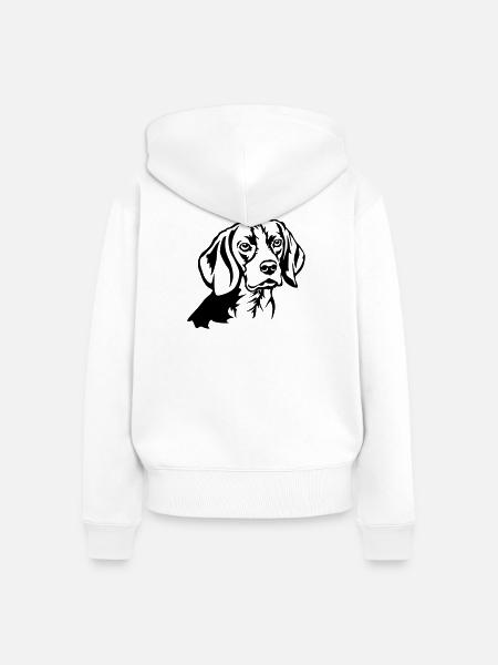 Beagle Kopf - Frauen Premium Bio Zip Hoodie - Weiß
