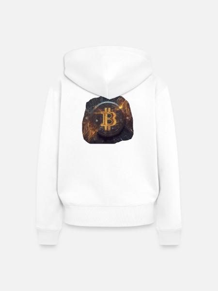 Futuristische Bitcoin-Ästhetik mit Neon-Effekten - Frauen Premium Bio Zip Hoodie - Weiß