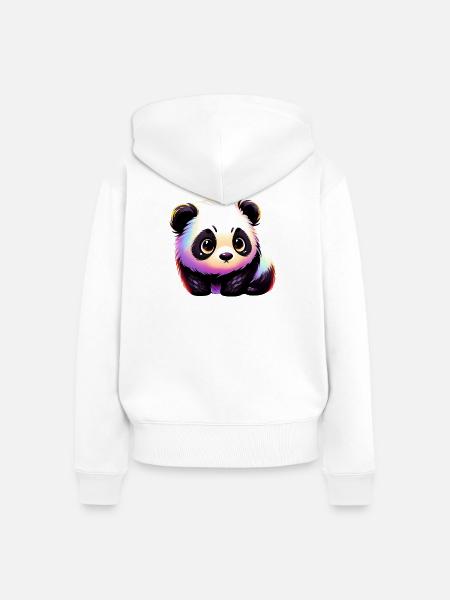 Panda - Frauen Premium Bio Zip Hoodie - Weiß
