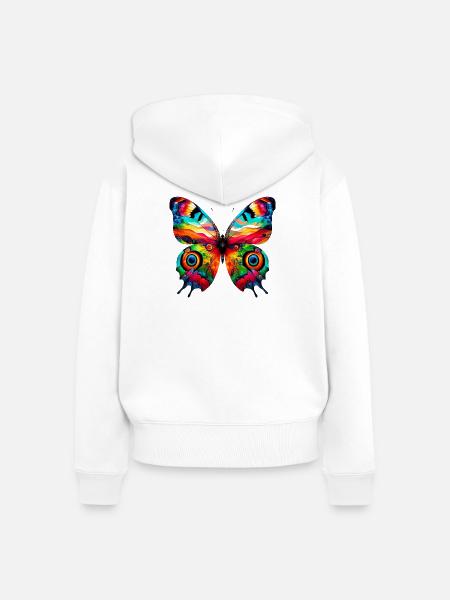Schmetterling - Frauen Premium Bio Zip Hoodie - Weiß