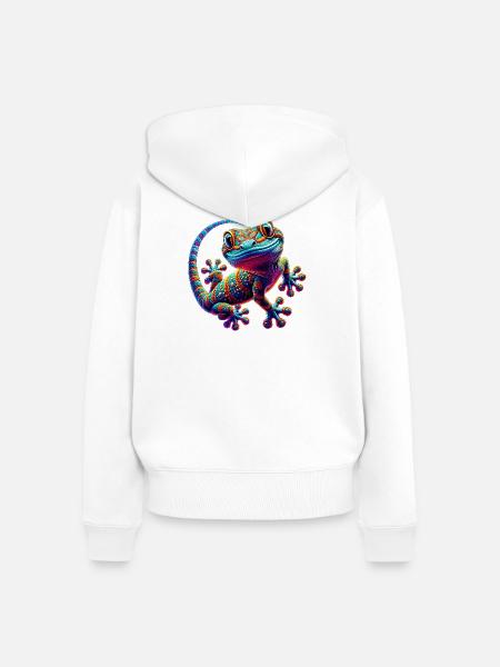Gecko - Frauen Premium Bio Zip Hoodie - Weiß