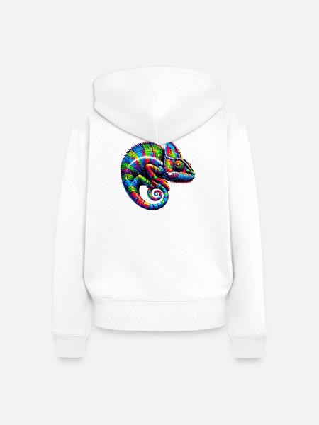 Chamäleon - Frauen Premium Bio Zip Hoodie - Weiß