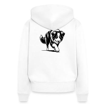 Australian Shepherd - Frauen Premium Bio Zip Hoodie - Weiß - Hinten - AI Model Female 172 light (172cm)