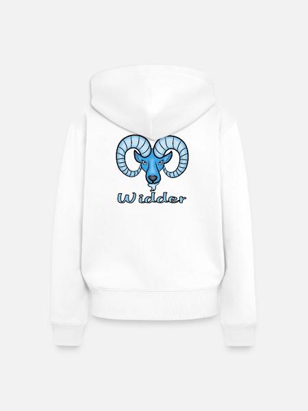 Sternzeichen Widder in Blau - Frauen Premium Bio Zip Hoodie - Weiß