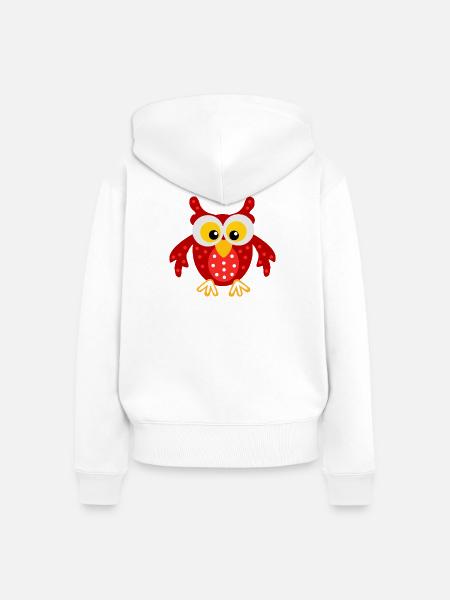 Rote Eule mit Punkten - Frauen Premium Bio Zip Hoodie - Weiß