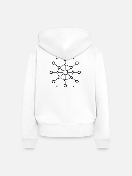 Zentraler Netzwerkstern Muster - Frauen Premium Bio Zip Hoodie - Weiß