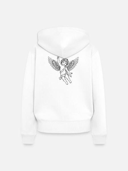 Fröhlicher Friedens-Engel mit Peace-Zeichen - Frauen Premium Bio Zip Hoodie - Weiß