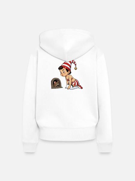 Leprechaun-Mädchen im Mausloch - Frauen Premium Bio Zip Hoodie - Weiß