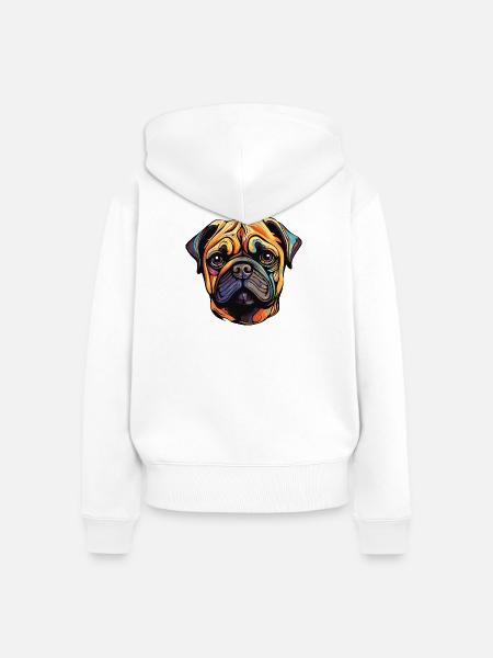 Pug Hund - Frauen Premium Bio Zip Hoodie - Weiß