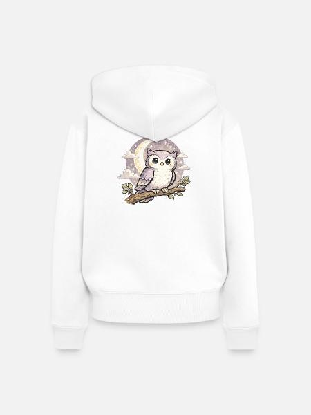 Mondlicht-Eulentraum - Frauen Premium Bio Zip Hoodie - Weiß