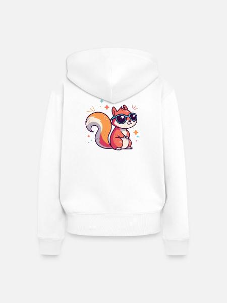 Schicke Eichhörnchen-Sonnenbrille - Frauen Premium Bio Zip Hoodie - Weiß