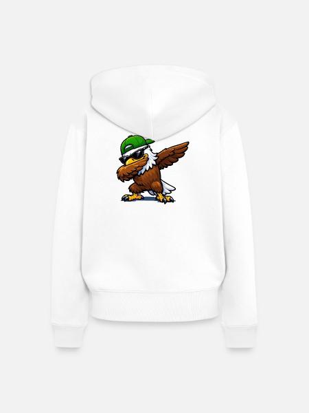 Dabbing Eagle - Frauen Premium Bio Zip Hoodie - Weiß