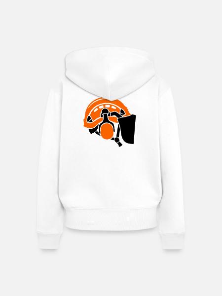 Forsthelm Baumpflege Waldarbeiter Holzfäller - Frauen Premium Bio Zip Hoodie - Weiß
