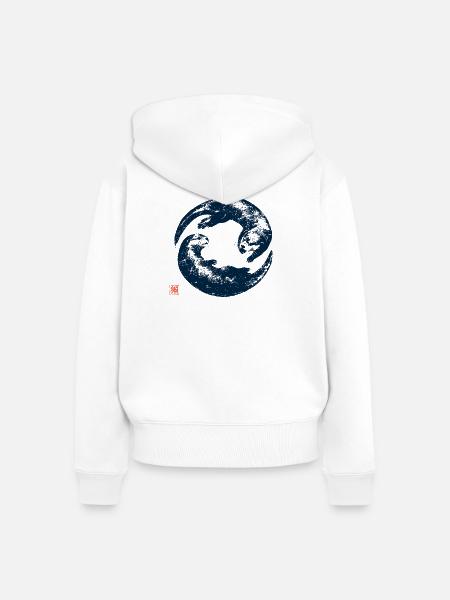 Zen Otter mit Kanji Stempel - Frauen Premium Bio Zip Hoodie - Weiß