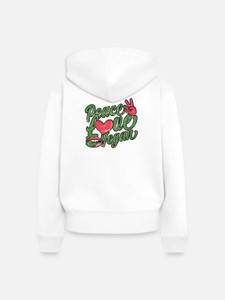Peace Love veganes Retro-Skript - Frauen Premium Bio Zip Hoodie - Weiß