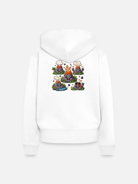 Lustige Vulkane mit Lavafreuden - Frauen Premium Bio Zip Hoodie - Weiß