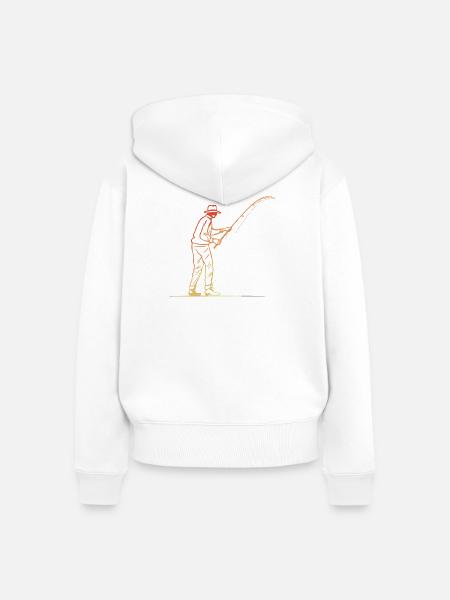 Angler Grafik Retro Stil - Frauen Premium Bio Zip Hoodie - Weiß
