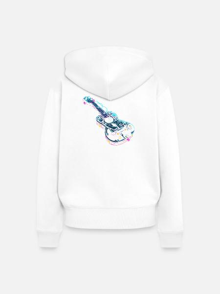 Ukulele Grafik Retro-Look - Frauen Premium Bio Zip Hoodie - Weiß