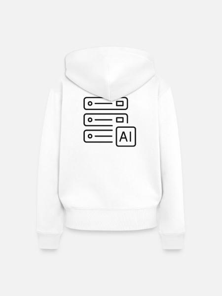 KI-Server-Infrastruktur-Liniensymbol - Frauen Premium Bio Zip Hoodie - Weiß